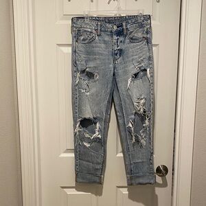 American Eagle Outfitters Ripped Light Blue Boyfriend Jeans